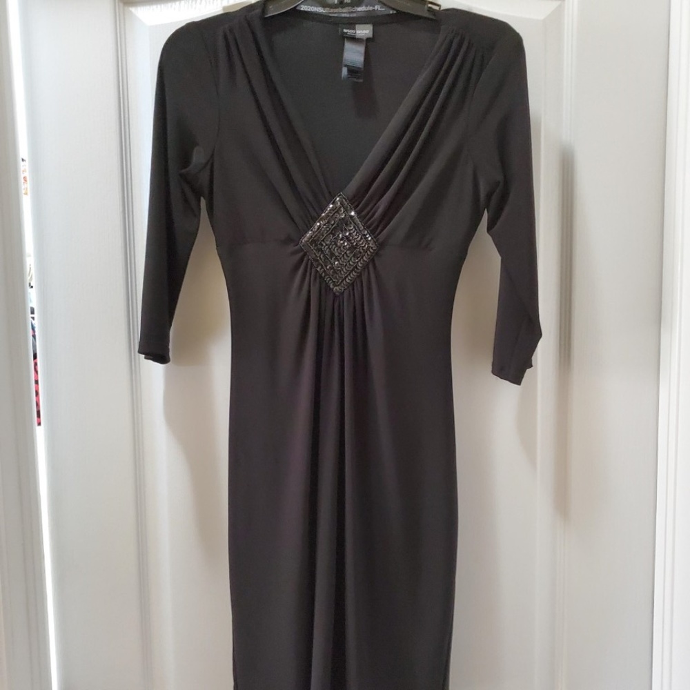 #265 Bisou Bisou 3/4 Sleeve Black Dress Size 4